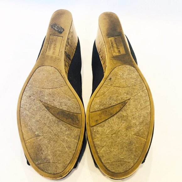 American Eagle Canvas Peep Toe Wedge Cork Heel - Picture 7 of 7